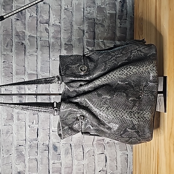 Cole Haan Handbags - Cole Haan Gray Snake-Embossed Tote with Top Handles